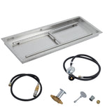 Garvee 48x14 In Drop In Fire Pit Burner Kit Stainless Steel Rectangular Fire Pit Pan for Natural Gas Propane Outdoor Patio