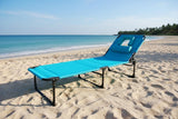 Garvee Tanning Chair with Face Hole Folding Beach Lounge Chair, 5-Position Adjustable Backrest, Pillow & Side Pocket, Portable Outdoor Poolside Patio, Blue