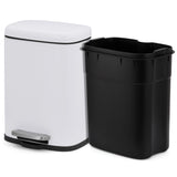 Garvee Trash Can 5L Stainless Steel Indoor Garbage Bin with Odor Control, Silent Closing Lid & Foot Pedal for Bathroom Kitchen Home Office, White