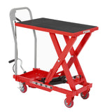 Garvee Heavy Duty Hydraulic Lift Table Cart 1100LB Capacity, Single Scissor Lift, 32'' Height, Red for Garage & Workshop - Red