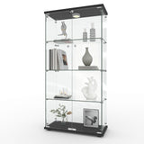 Garvee 4 Shelves Display Cabinet Tempered Glass Curio Showcase with LED Light & Lock for Living Room Bedroom Office Black 64x31.7x14.3 Inch - Black