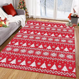 Garvee Washable Christmas Area Rug Christmas Snowflake Area Rugs Carpet Holiday Decorative Carpet Rug Velvet Foldable Coffee Table Accent Rug Farmhouse Dining Table Rug Bedroom Decor, 4' x 6' - Red Snowflake