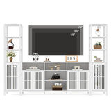 Garvee Large TV Stand with 2 Bookcases Farmhouse Entertainment Center for 70" TV Storage Cabinets Modern Media Console Table Living Room Bedroom