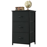 Garvee Stylish 3-Drawer Dresser with Removable Fabric Bins Multi-Functional Storage Organizer for Bedroom Living Room Closet Entryway Hallway Laundry Room Wood Grain Print Easy Assembly Space-Saving - Black