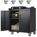 Garvee Garage Storage Cabinet with Wheels, 2 Door Tool Cabinet with Adjustable Shelves, Metal Lockable Tool Cabinet, Rolling Tool Chest for Home, 34" H x 30.3" L x 18" W, Assembly Required