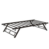 Garvee Stand Up Trundle Day Bed Twin Size Metal Slats Lockable Casters Brown Space-Saving Under-Bed Storage - Bronze