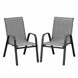 Garvee Outdoor Patio Folding Chairs Set of 2, Metal and Textilene Stackable Dining Chairs for Camping, Lawn, Garden and Porch, Durable Rust-Resistant Alloy Steel Frame, Black - Grey