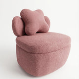 Garvee Teddy Bear Accent Chair Pink Fluffy Boucle Upholstered Sofa Cloud-Shaped Armchair Living Room Bedroom - Pink