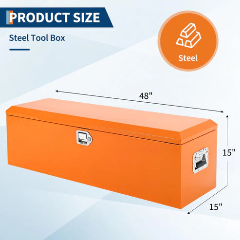 Garvee 48-Inch Steel Truck Bed Tool Box - Diamond Plate Design with Side Handles and Locking Keys, Compact and Durable Storage, Orange