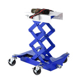 Garvee 450 LBS Capacity Low Profile Transmission Jack with 2M Safety Straps, 7-23 in Lift Range, Heavy Duty Auto Repair Lifting Jack with 4 Wheels for for Smaller Vehicles, Blue - Blue