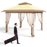 Garvee 12'x12' Gazebo Canopy Tent with Curtains and Mosquito Netting for Patio and Backyard, Beige, 144 Sq Ft Shade - Beige