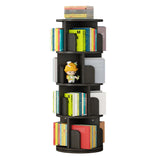 Garvee Rotating Bookshelf 4 Tier Wood Revolving Bookcase Black for Kids & Adults Small Space Corner Organizer - Black