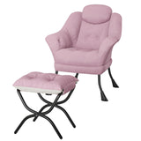 Garvee Comfy Lazy Chair with Ottoman Ergonomic Reading Chair Armrests Small Apartments Bedroom Living Room Velvet - Pink 150 Dutch Velvet Hlr-39