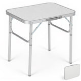 Garvee Small Folding Table 2ft Lightweight Portable Aluminum Camping Table Adjustable Height Legs 24x18 White