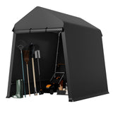 Garvee 6X8FT Heavy Duty Outdoor Shed,Portable Storage Shed,with 2 Rolled Up Zipper Doors,Vents Carports & Waterproof Cover Temporary Shelter for Motorcycle,Gardening Tools and Generator(black) - Black