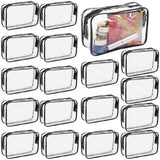 Garvee 18Pcs Clear Makeup Bags PVC Zippered Pouches Portable Waterproof Cosmetic Bags for Travel Vacation Bathroom Organizing