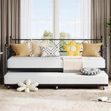 Garvee Twin Metal Daybed With Trundle, Heart Shape Headboard, Heavy Duty Steel Frame, Space Saving Guest Bed, Black - Black