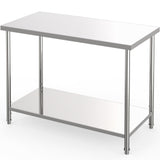Garvee Commercial Stainless Steel Prep Table 60" x 24" Adjustable Undershelf, Locking Casters for Restaurant Kitchen Garage Outdoor, Silver