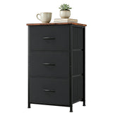 Garvee Stylish 3-Drawer Dresser with Removable Fabric Bins Multi-Functional Storage Organizer for Bedroom Living Room Closet Entryway Hallway Laundry Room Wood Grain Print Easy Assembly Space-Saving - Black+Vintage Color
