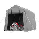 Garvee 6'x8' Portable Carport with Rolled-Up Zipper Door, Waterproof Garage for Motorcycle, Bike, Firewood Storage, Grey - Grey