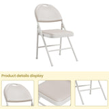 Garvee 6 Pack Folding Chairs with PU Leather Padded Cushion and Back, Metal Foldable Chairs for Indoor Outdoor, Commercial Stackable Guest Chairs, Beige - 