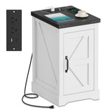 Garvee Farmhouse End Table Charging Side Table with 2 AC Outlets & 2 USB Ports Adjustable Shelf White for Bedroom & Living Room