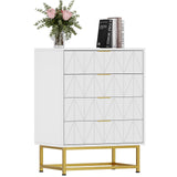 Garvee Modern 4-Drawer Fabric Dresser Organizer Chest Compact Storage for Bedroom Closet Living Room White - White