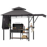 Garvee Grill Gazebo Outdoor Grill Shelter Durable Steel Frame 10x10 Ft Black - Grey