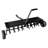Garvee 48 in Tow Behind Lawn Aerator Heavy Duty Plug Aerator with Universal Hitch for Lawn Grass Yard Clay Soil Black