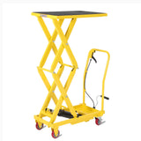 Garvee Heavy Duty Hydraulic Lift Table Cart 770Lbs Capacity Double Scissor Lift Table Adjustable Height 11.8"-51" Yellow