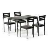 Garvee 5 Piece Dining Table Set Industrial Style for 4, Kitchen Dining Room, Black, Compact & Durable - Black