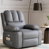 Garvee Oversized Power Recliner Chair with Heat and Massage - 360° Swivel Lazy Boy Recliner Chair for Adults, Faux Leather Rocking Chair with Cup Holder for Living Rooms, Bedrooms, and Nurseries - Grey - Grey