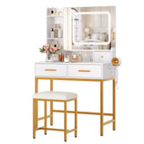 Garvee Vanity Desk Makeup Vanity Desk with Mirror and Lights White for Bedroom, 53.15" L x 31.5" H x 15.35" D