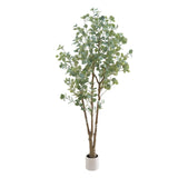 Garvee Artificial Eucalyptus Tree Large 210cm PE Material Weatherproof Indoor Outdoor Decor White Pot - 210Cm
