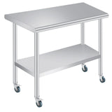Garvee Stainless Steel Prep Table with Backsplash Adjustable Undershelf 30x60 Inches Commercial Heavy Duty Silver