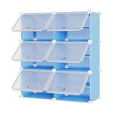 Garvee Modular Shoe Cabinet 6 Compartments with Doors, Space-Saving Durable Plastic, Water-Resistant, Compact Design for Hallway Bedroom Living Room, 85x34x94 cm, Multi-Color - Azul