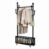 Garvee Rolling Clothing Rack with Wheels and Basket Storage Metal Moveable Large Coat Rack for Bedroom Boutiques 39.37x68.9 inches Black - Black