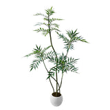 Garvee Artificial Mahonia Fortunei Tree 180cm - Realistic Green Leaves, White Pot, Indoor Decoration, Home & Office
