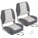 Garvee Boat Folding Seats Pack of 2 - Ergonomic Low Back, Thick Foam Cushion, Molded Plastic Frame, Water & UV Resistant, Captain Chairs for Fishing & Cruises, Compact Foldable Design, Light Gray - Light Gray