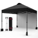 Garvee 10x10ft Pop Up Canopy Tent with Sidewall, Vented Roof, Instant Shade Tent for Picnic Camping, Black, Portable - Black Iron Pipe + Black Cloth