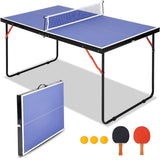 Garvee Foldable Table Tennis Table Portable Ping Pong Table with Net & 2 Paddles & 3 Balls,Portable Ping Pong Family Game Tables for Outdoor Indoor,54 x 30 x 27 inch