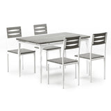 Garvee 5 Piece Dining Table Set Industrial Style for 4 People Kitchen Dining Room White Gray Compact Durable - Grey