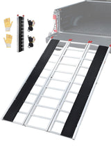 Garvee Snowmobile Loading Ramp Aluminum Foldable Ramps for Motorcycle Dirt Bike Trailer ATV UTV Garden Tractor Lawn Mower 85" x 54" Silver - Black