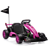 Garvee 24V Electric Drift Kart for Kids with Adjustable Seat, EVA Silent Wheels, Parent-Safety Certified Ride-On Toy, 38.58"-49.6" Length, Black