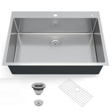 Garvee Kitchen Sink 36x22 Drop-In 304 Stainless Steel Deep 10" Bowl Brushed Finish Bottom Grid Drain Assembly Home Kitchen - Single Bowl