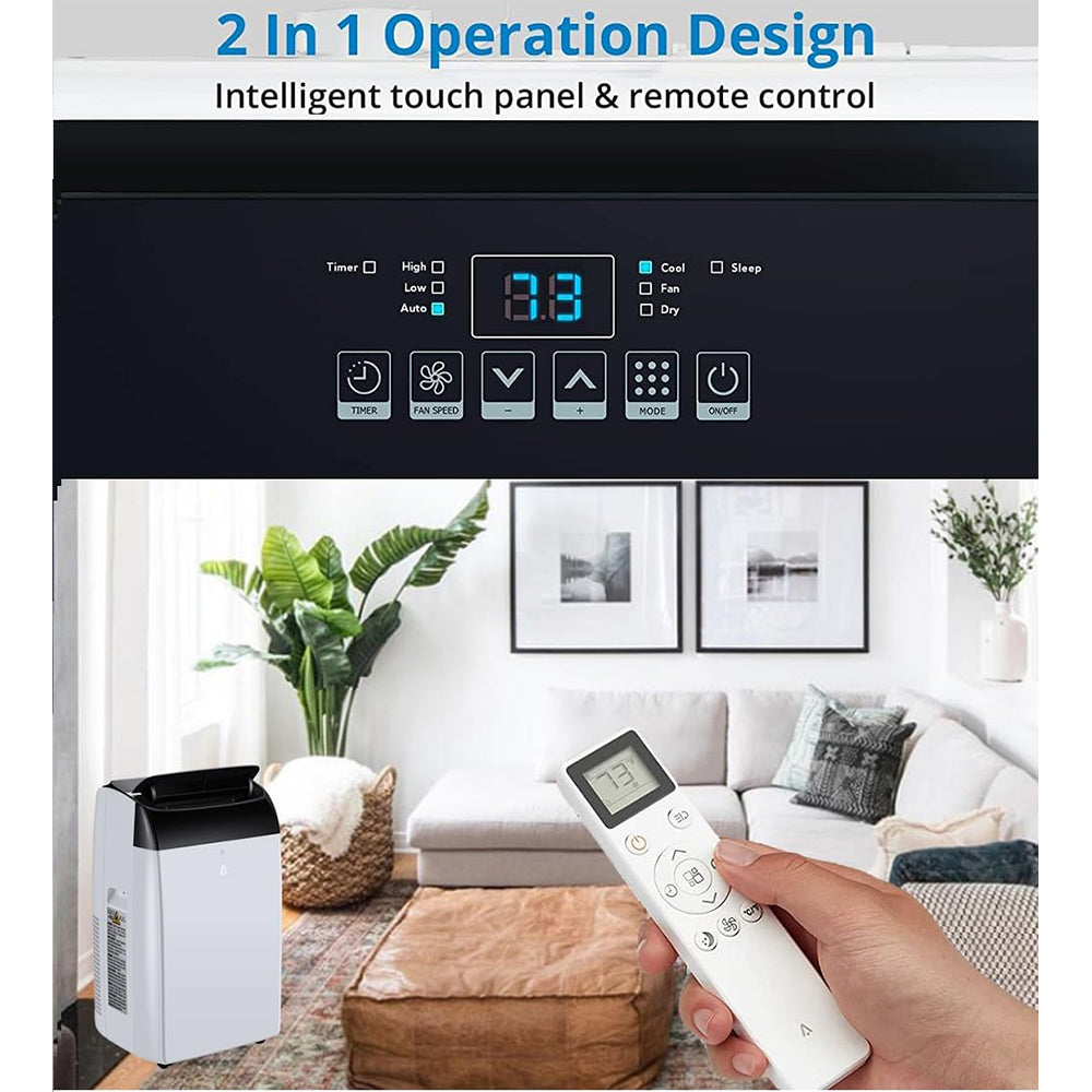 Garvee 12000 BTU 3-in-1 Portable AC Unit | Cools 550 sq.ft with Fast Auto Cooling | Quiet Air Conditioner with Dehumidifier for Bedroom & Living Room - Black