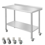 Garvee NSF Stainless Steel Table with Adjustable Undershelf for Commercial and Home Use, 48" x 24", Silver - Silver