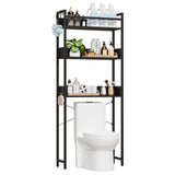 Garvee Over The Toilet Storage Rack 3-Tier Wooden Bathroom Organizer With Shelf And Basket Space Saver For Small Bathrooms