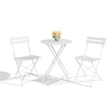 Garvee 3-Piece Folding Bistro Set, Foldable Patio Furniture Set With Premium Frame, Outdoor Bistro Table and Chairs Set of 2 for Patio, Garden and Balcony, White - White