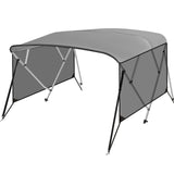Garvee 4 Bow Bimini Tops for Boat with Zipper Side Curtains, 8'L x 54"H x 67"-72"W, Grey, Aluminum Frame, Marine-Grade PU Coating Canvas - Grey